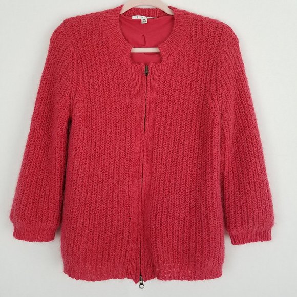 CAbi Sweaters - CAbi #620 Pink Mohair Zip Cardigan Sweater S134